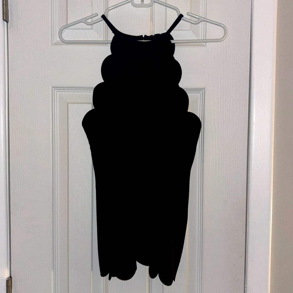 Black Scalloped Tank - Medium